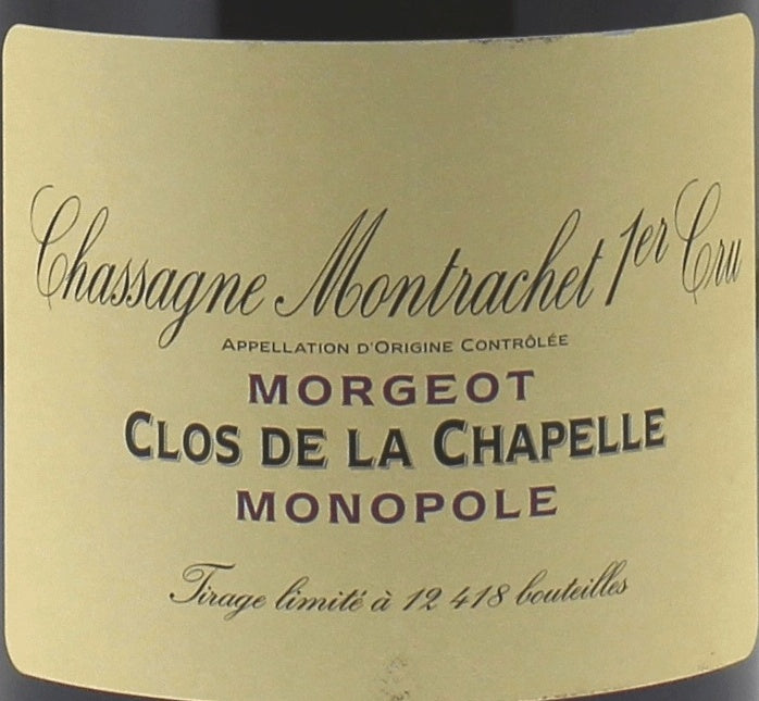 Domaine de la Vougeraie Chassagne-Montrachet Premier Cru Morgeot Clos de la Chapelle 2024 AOC 1,5l — 酒標（示意圖）