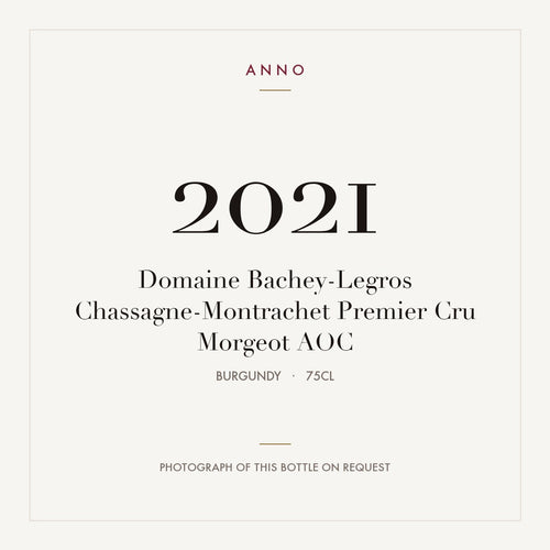 Domaine Bachey-Legros Chassagne-Montrachet Premier Cru Morgeot 2021 AOC 0,75l from Burgundy — ANNO vintage card; photograph of the actual bottle available on request
