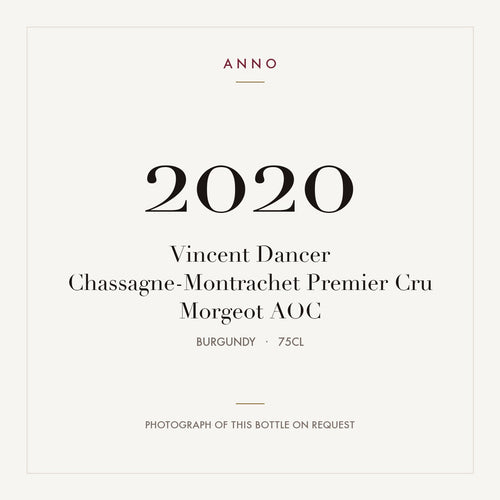 Vincent Dancer Chassagne-Montrachet Premier Cru Morgeot 2020 AOC 0,75l from Burgundy — ANNO vintage card; photograph of the actual bottle available on request