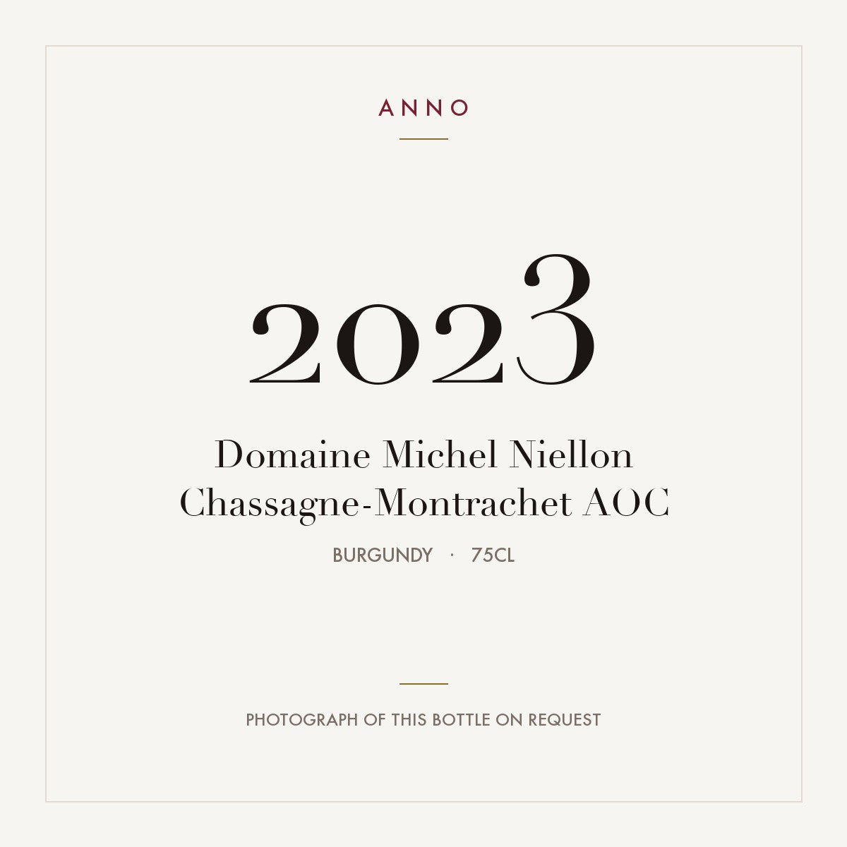 Domaine Michel Niellon Chassagne-Montrachet 2023 AOC 0,75l from Burgundy — ANNO vintage card; photograph of the actual bottle available on request