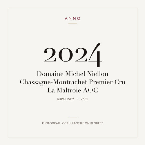 Domaine Michel Niellon Chassagne-Montrachet Premier Cru La Maltroie 2024 AOC 0,75l from Burgundy — ANNO vintage card; photograph of the actual bottle available on request