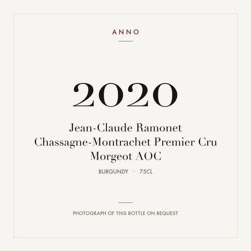 Jean-Claude Ramonet Chassagne-Montrachet Premier Cru Morgeot 2020 AOC 0,75l from Burgundy — ANNO vintage card; photograph of the actual bottle available on request