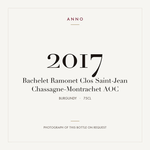 Bachelet Ramonet Clos Saint-Jean Chassagne-Montrachet 2017 AOC 0,75l from Burgundy — ANNO vintage card; photograph of the actual bottle available on request
