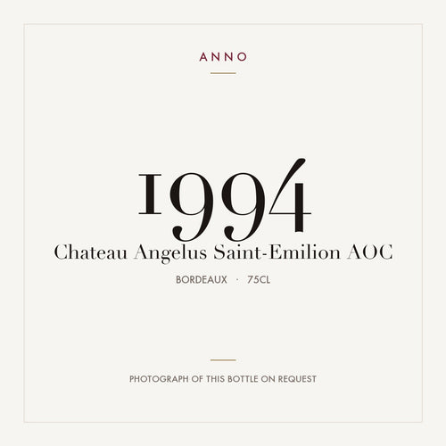 Chateau Angelus Saint-Emilion 1994 AOC 0,75l from Bordeaux — ANNO vintage card; photograph of the actual bottle available on request