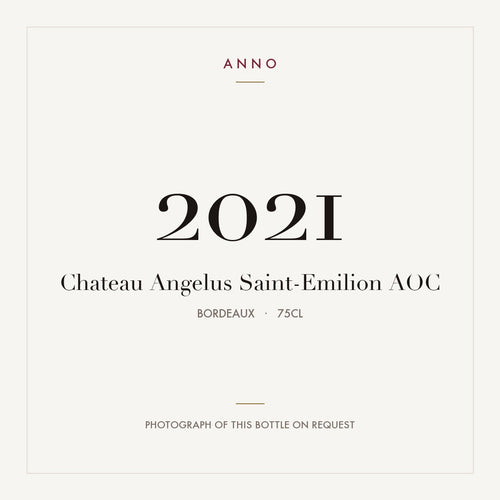 Chateau Angelus Saint-Emilion 2021 AOC 0,75l from Bordeaux — ANNO vintage card; photograph of the actual bottle available on request