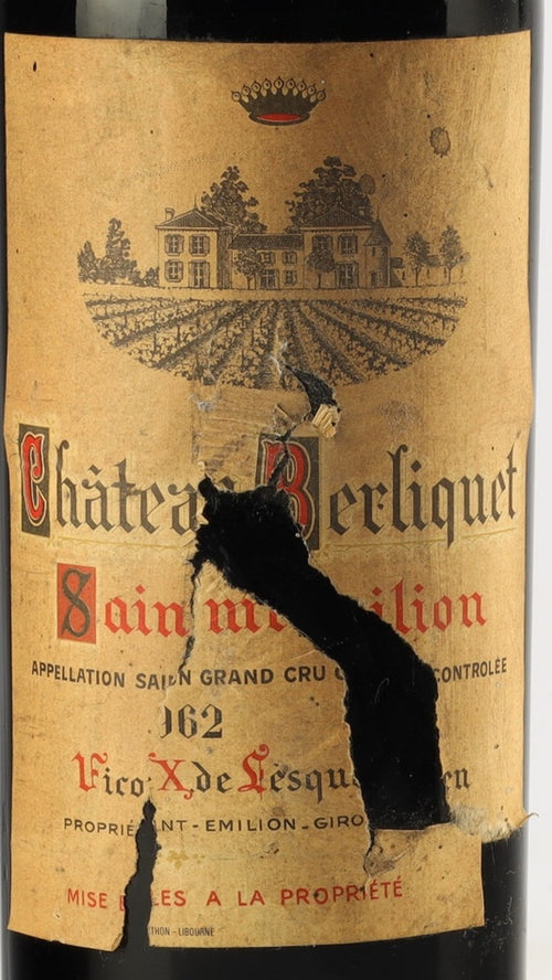 Chateau Berliquet Saint-Emilion Grand Cru 1962 AOC 1,5l from Bordeaux — ANNO vintage card; photograph of the actual bottle available on request