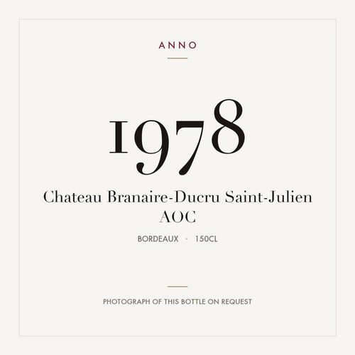 Chateau Branaire-Ducru Saint-Julien 1978 AOC 1,5l, Bordeaux — ANNO-årgangskort; foto af den faktiske flaske på forespørgsel