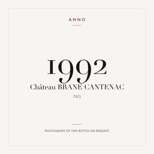 Chateau Brane-Cantenac Margaux 1992 AOC 0,75l — carte millésime ANNO ; photo de la bouteille réelle disponible sur demande