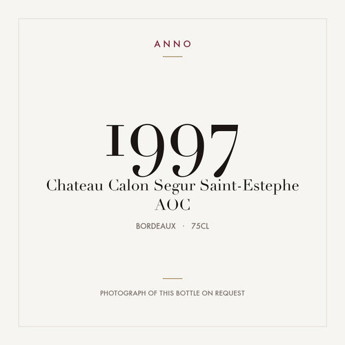 Chateau Calon Segur Saint-Estephe 1997 AOC 0,75l from Bordeaux — ANNO vintage card; photograph of the actual bottle available on request
