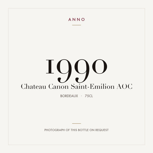 Chateau Canon Saint-Emilion 1990 AOC 0,75l from Bordeaux — ANNO vintage card; photograph of the actual bottle available on request