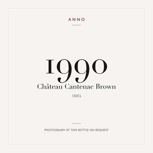 Chateau Cantenac Brown Margaux 1990 AOC 1,5l — cartão de colheita ANNO; fotografia da garrafa real disponível a pedido