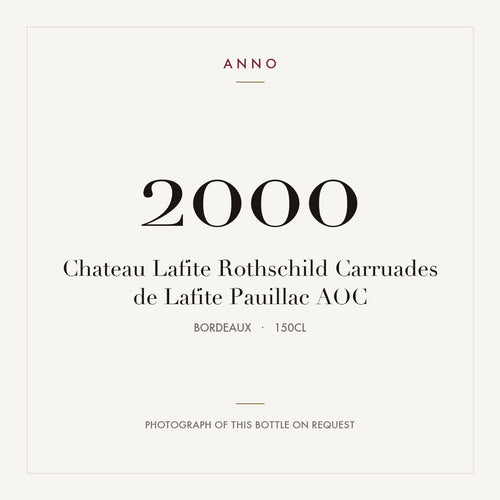 Chateau Lafite Rothschild Carruades de Lafite Pauillac 2000 AOC 1,5l from Bordeaux — ANNO vintage card; photograph of the actual bottle available on request