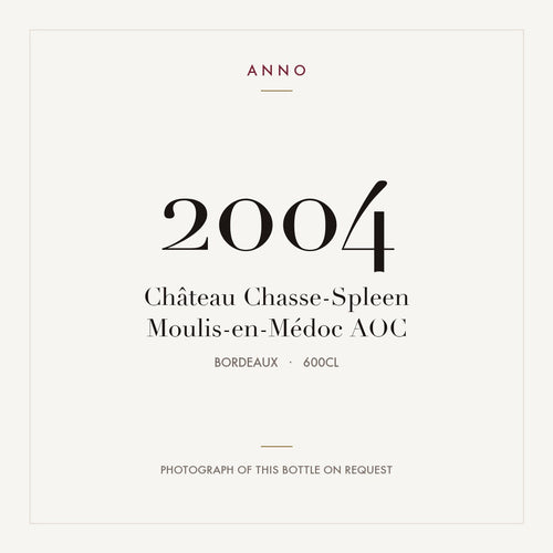 Chateau Chasse-Spleen Moulis-en-Medoc 2004 AOC 6l — ANNO vintage card; photograph of the actual bottle available on request
