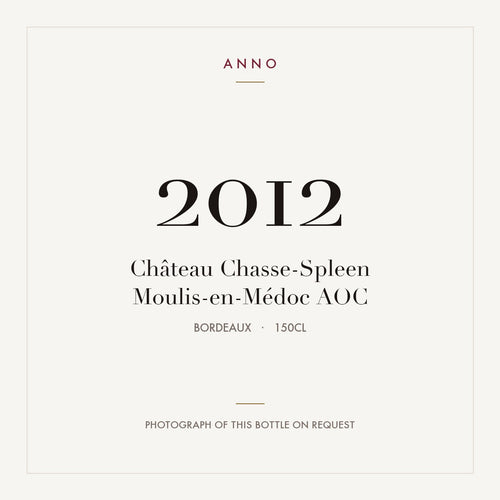 Chateau Chasse-Spleen Moulis-en-Medoc 2012 AOC 1,5l — ANNO vintage card; photograph of the actual bottle available on request