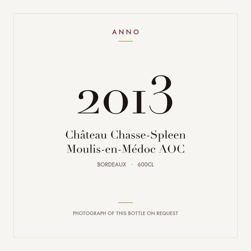 Chateau Chasse-Spleen Moulis-en-Medoc 2013 AOC 6l — ANNO 年份卡；實際酒瓶照片可應要求提供