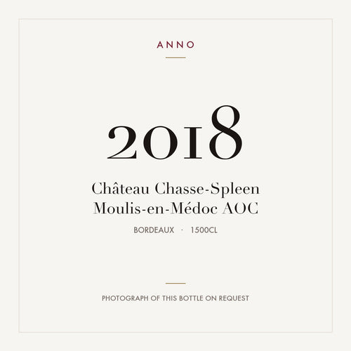 Chateau Chasse-Spleen Moulis-en-Medoc 2018 AOC 15l — ANNO vintage card; photograph of the actual bottle available on request