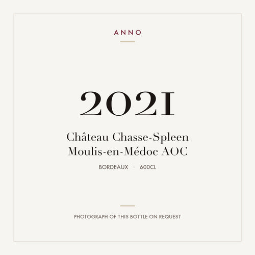 Chateau Chasse-Spleen Moulis-en-Medoc 2021 AOC 6l — ANNO vintage card; photograph of the actual bottle available on request