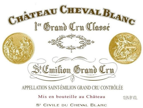 Chateau Cheval Blanc Saint-Emilion AOC — wine label, illustrative image