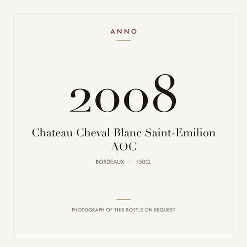 Chateau Cheval Blanc Saint-Emilion 2008 AOC 1,5l from Bordeaux — ANNO vintage card; photograph of the actual bottle available on request
