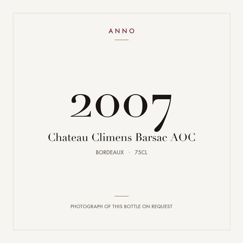Chateau Climens Barsac 2007 AOC 0,75l from Bordeaux — ANNO vintage card; photograph of the actual bottle available on request