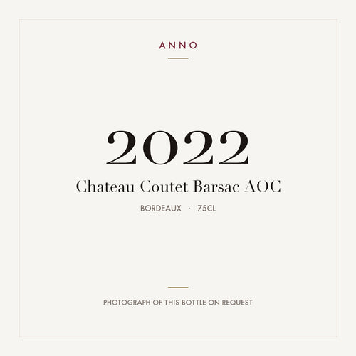 Chateau Coutet Barsac 2022 AOC 0,75l, Bordeaux — ANNO-årgangskort; foto af den faktiske flaske på forespørgsel