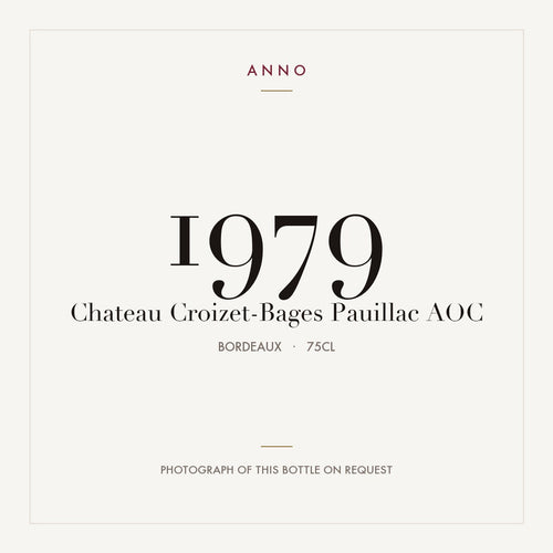 Chateau Croizet-Bages Pauillac 1979 AOC 0,75l from Bordeaux — ANNO vintage card; photograph of the actual bottle available on request