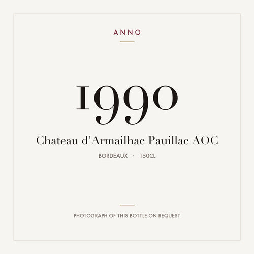 Chateau d'Armailhac Pauillac 1990 AOC 1,5l, Bordeaux — ANNO-årgangskort; foto af den faktiske flaske på forespørgsel