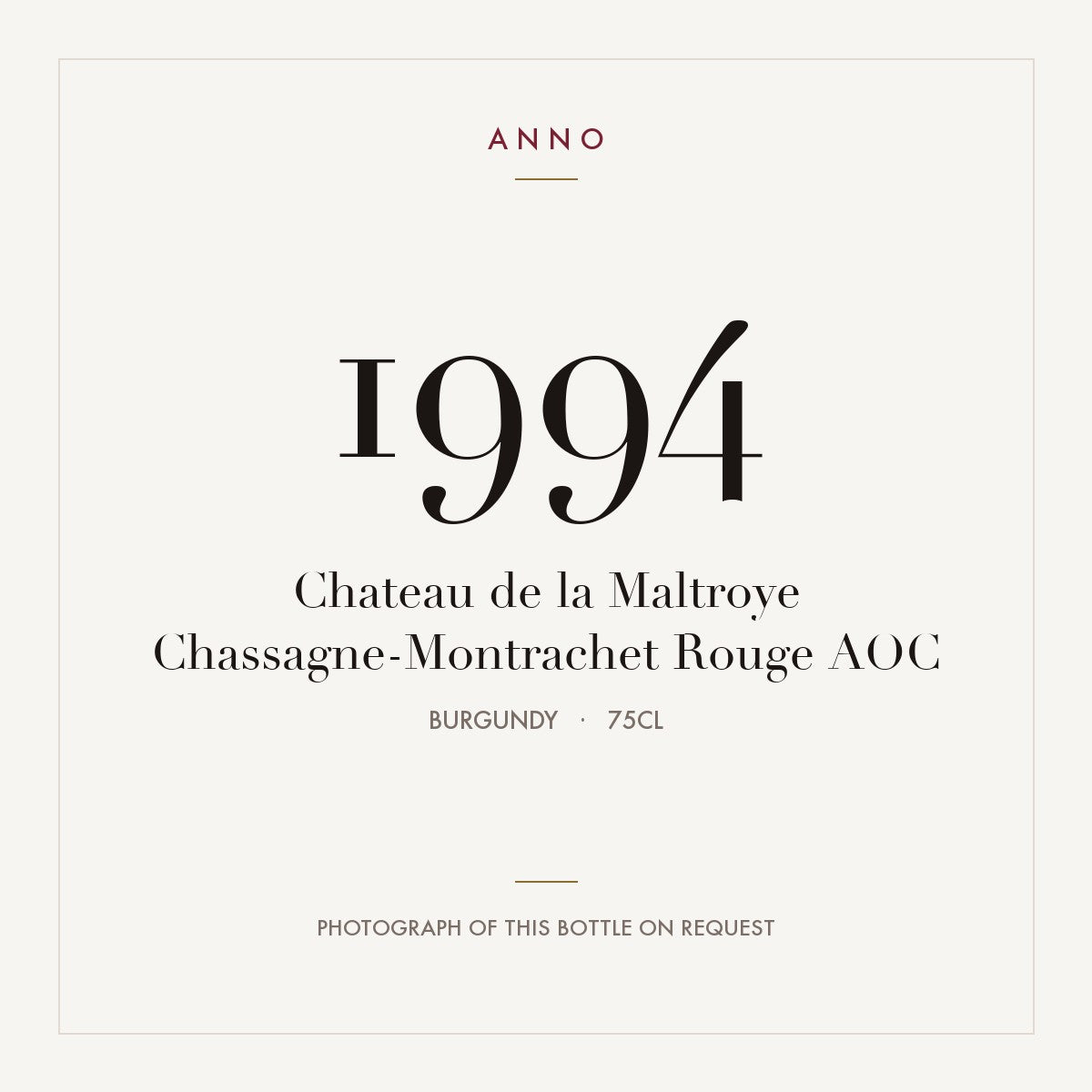 Chateau de la Maltroye Chassagne-Montrachet Rouge 1994 AOC 0,75l, Бургундия — карточка урожая ANNO; фото настоящей бутылки по запросу