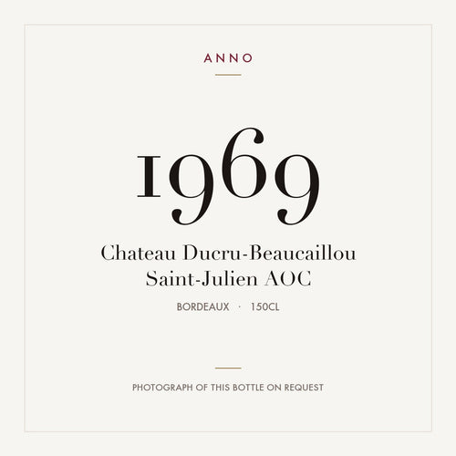 Chateau Ducru-Beaucaillou Saint-Julien 1969 AOC 1,5l, Burdeos — tarjeta de añada ANNO; foto de la botella real disponible bajo petición