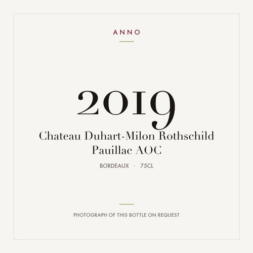Chateau Duhart-Milon Rothschild Pauillac 2019 AOC 0,75l from Bordeaux — ANNO vintage card; photograph of the actual bottle available on request