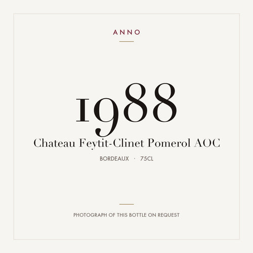 Chateau Feytit-Clinet Pomerol 1988 AOC 0,75l from Bordeaux — ANNO vintage card; photograph of the actual bottle available on request