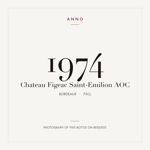 Chateau Figeac Saint-Emilion 1974 AOC 0,75l from Bordeaux — ANNO vintage card; photograph of the actual bottle available on request