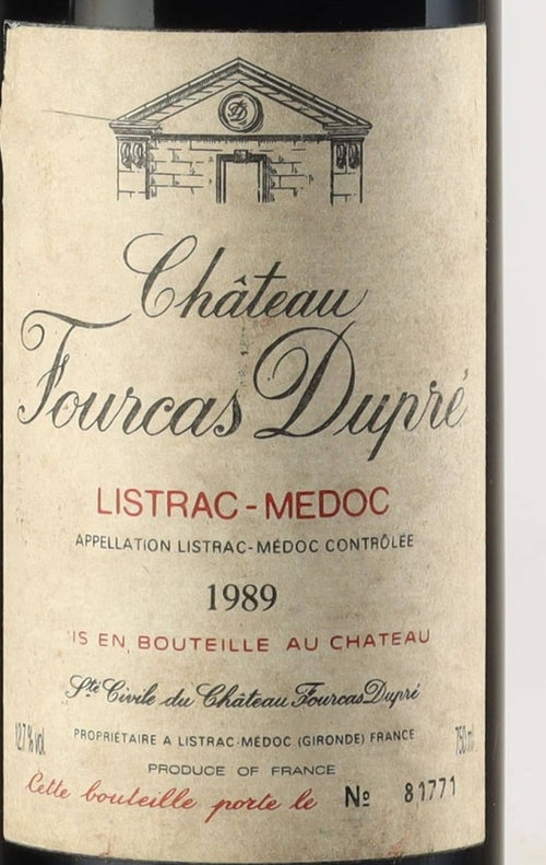 Chateau Fourcas Dupre Listrac-Medoc 1989 AOC — wine label