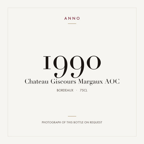 Chateau Giscours Margaux 1990 AOC 0,75l from Bordeaux — ANNO vintage card; photograph of the actual bottle available on request