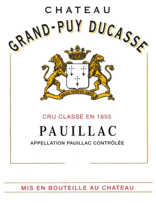 Chateau Grand-Puy Ducasse Pauillac AOC — wine label, illustrative image