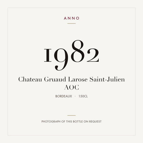 Chateau Gruaud Larose Saint-Julien 1982 AOC 1,5l, Bordeaux — card dell'annata ANNO; foto della bottiglia reale disponibile su richiesta