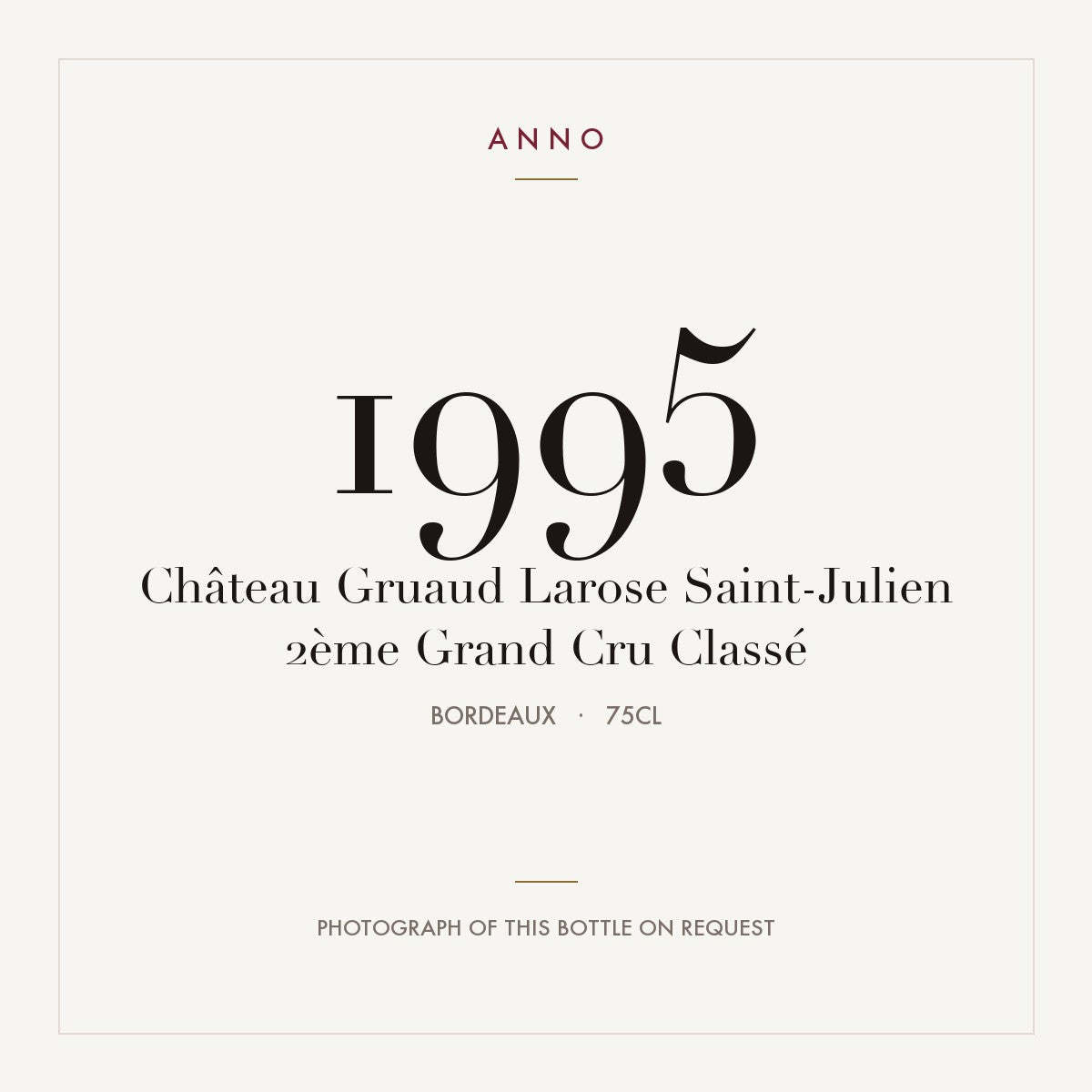 Chateau Gruaud Larose Saint-Julien 1995 AOC 0,75l — ANNO vintage card; photograph of the actual bottle available on request
