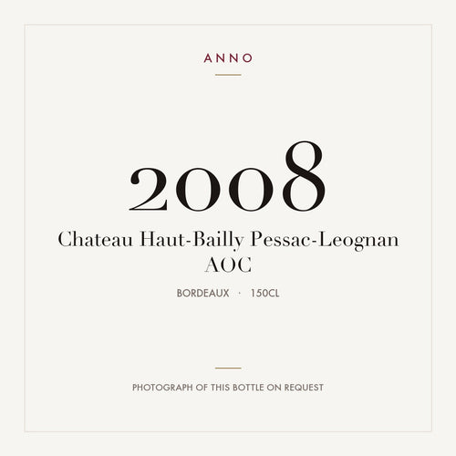 Chateau Haut-Bailly Pessac-Leognan 2008 AOC 1,5l, Bordeaux — ANNO-jaargangkaart; foto van de echte fles op aanvraag