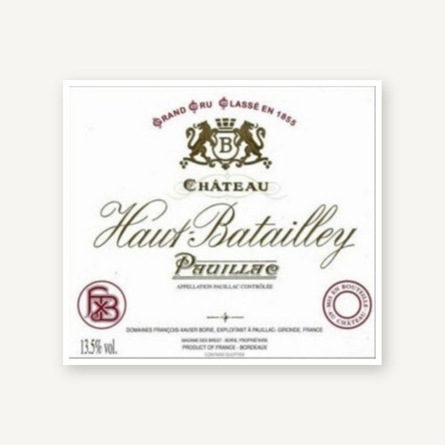 Chateau Haut-Batailley Pauillac 2017 AOC 6l — wine label, illustrative image