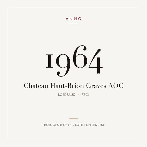 Chateau Haut-Brion Graves 1964 AOC 0,75l, Bordeaux — carte millésime ANNO ; photo de la bouteille réelle disponible sur demande