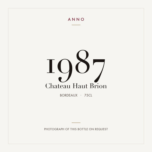 Chateau Haut Brion 1987 0,75l from Bordeaux — ANNO vintage card; photograph of the actual bottle available on request