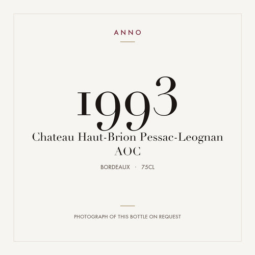 Chateau Haut-Brion Pessac-Leognan 1993 AOC 0,75l from Bordeaux — ANNO vintage card; photograph of the actual bottle available on request