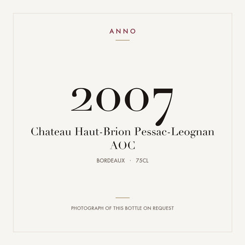 Chateau Haut-Brion Pessac-Leognan 2007 AOC 0,75l from Bordeaux — ANNO vintage card; photograph of the actual bottle available on request