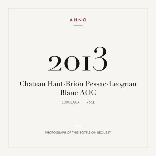 Chateau Haut-Brion Pessac-Leognan Blanc 2013 AOC 0,75l from Bordeaux — ANNO vintage card; photograph of the actual bottle available on request
