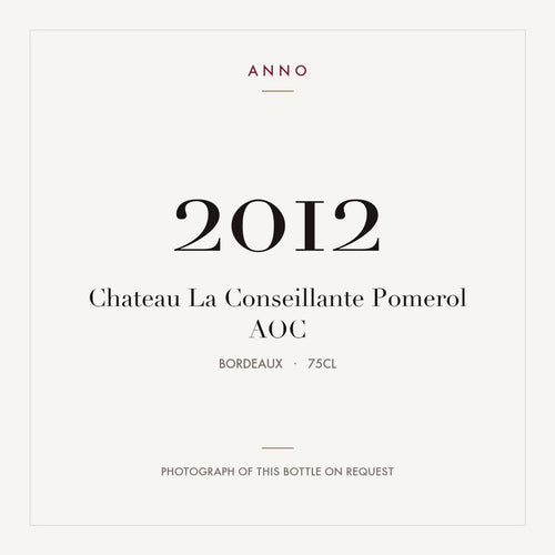 Chateau La Conseillante Pomerol 2012 AOC 0,75l from Bordeaux — ANNO vintage card; photograph of the actual bottle available on request