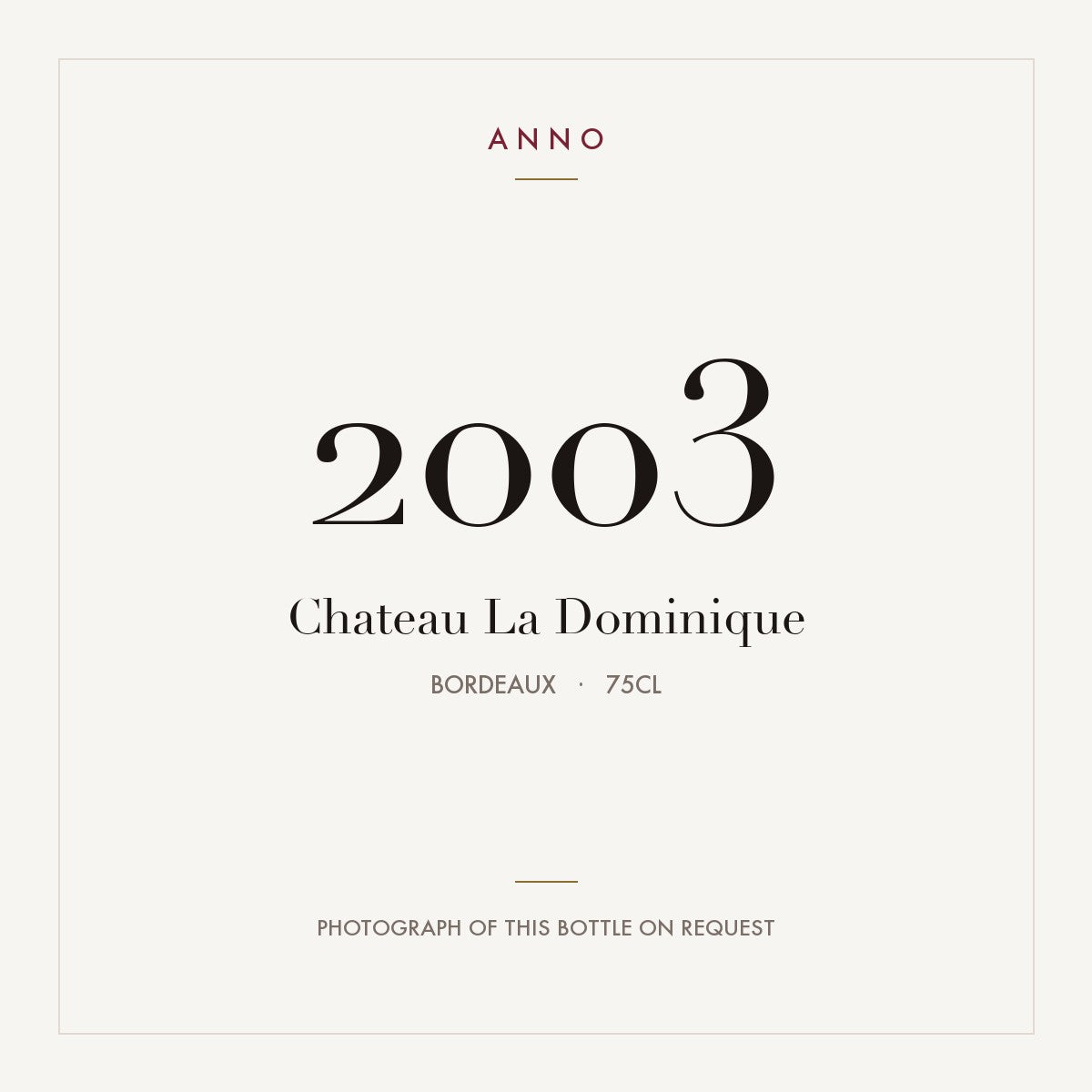 Chateau La Dominique Saint-Emilion Grand Cru 2003 AOC 0,75l — ANNO vintage card; photograph of the actual bottle available on request