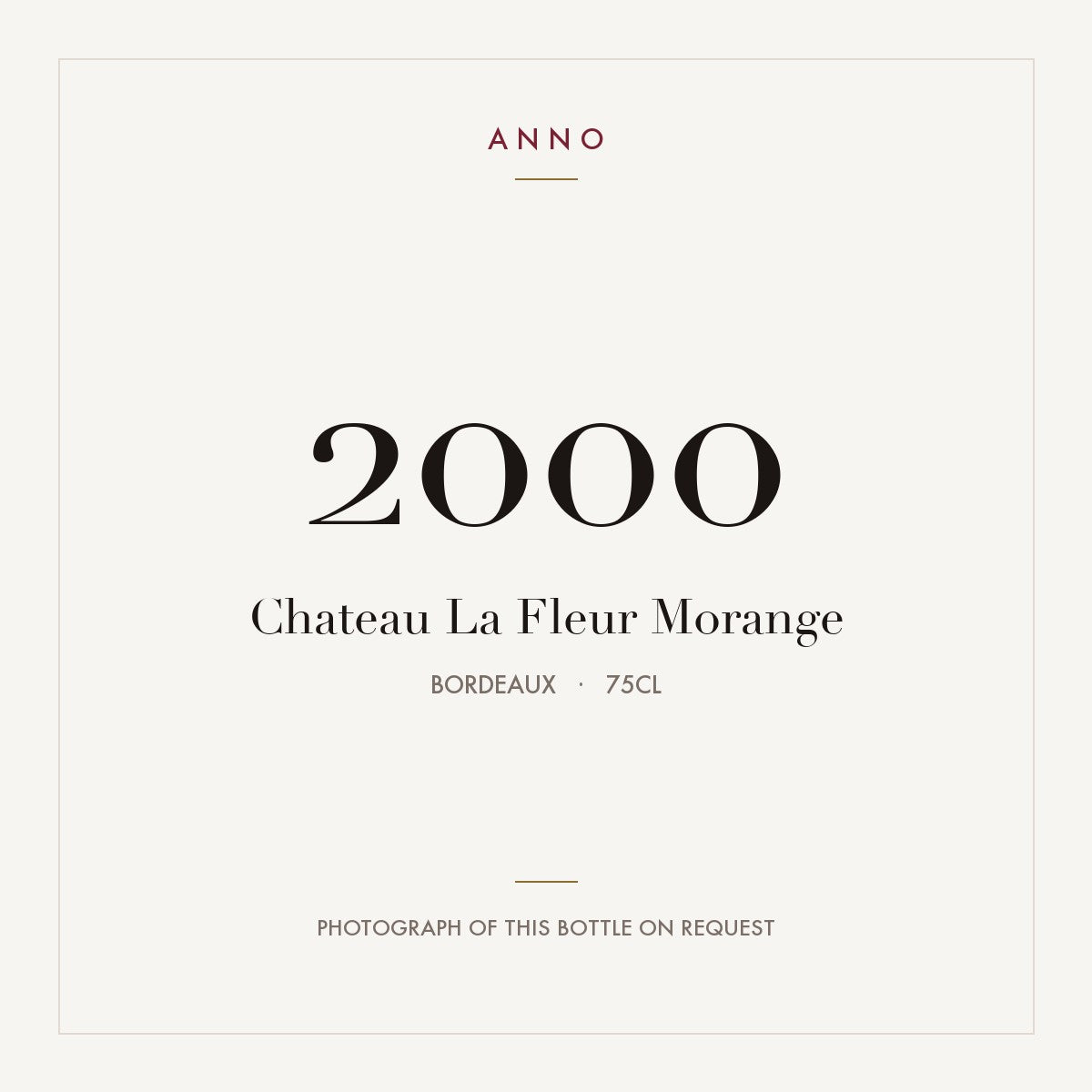 Chateau La Fleur Morange Saint-Emilion 2000 AOC 0,75l — carte millésime ANNO ; photo de la bouteille réelle disponible sur demande
