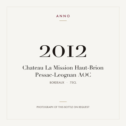 Chateau La Mission Haut-Brion Pessac-Leognan 2012 AOC 0,75l from Bordeaux — ANNO vintage card; photograph of the actual bottle available on request