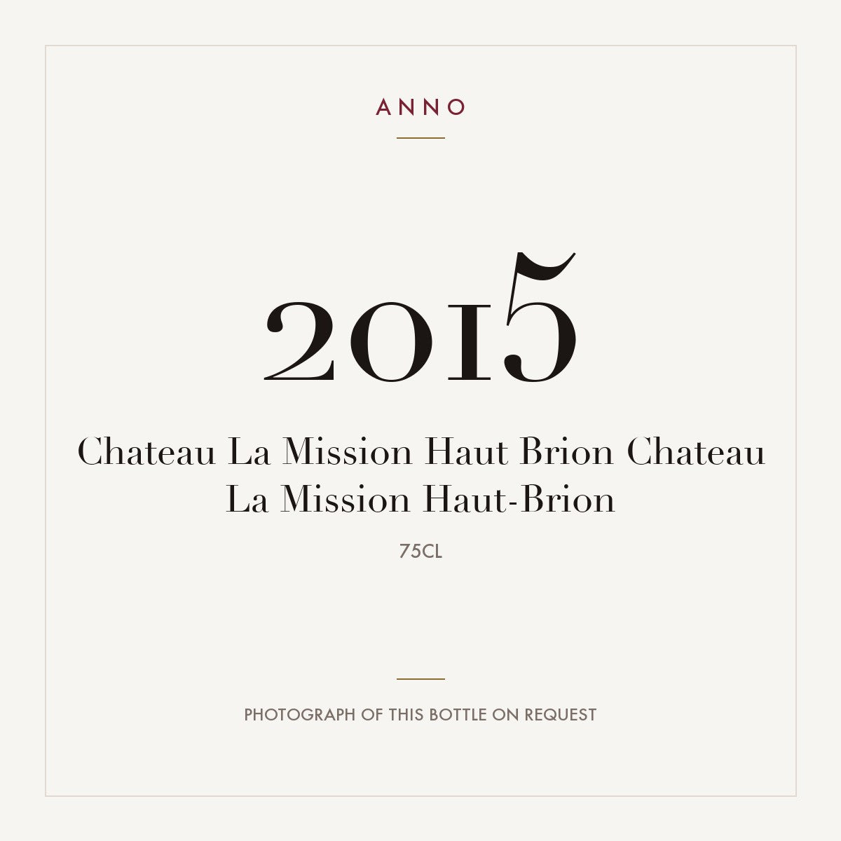Chateau La Mission Haut-Brion Pessac-Leognan 2015 AOC 0,75l — ANNO vintage card; photograph of the actual bottle available on request