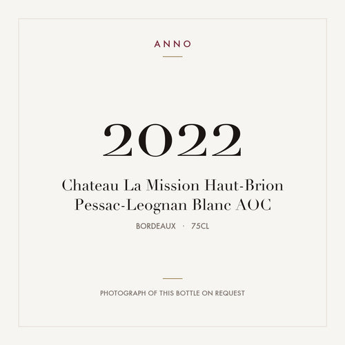 Chateau La Mission Haut-Brion Pessac-Leognan Blanc 2022 AOC 0,75l from Bordeaux — ANNO vintage card; photograph of the actual bottle available on request